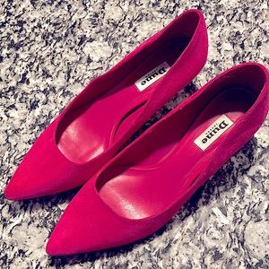 Dune London pink suede kitten heels